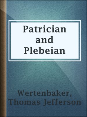 cover image of Patrician and Plebeian